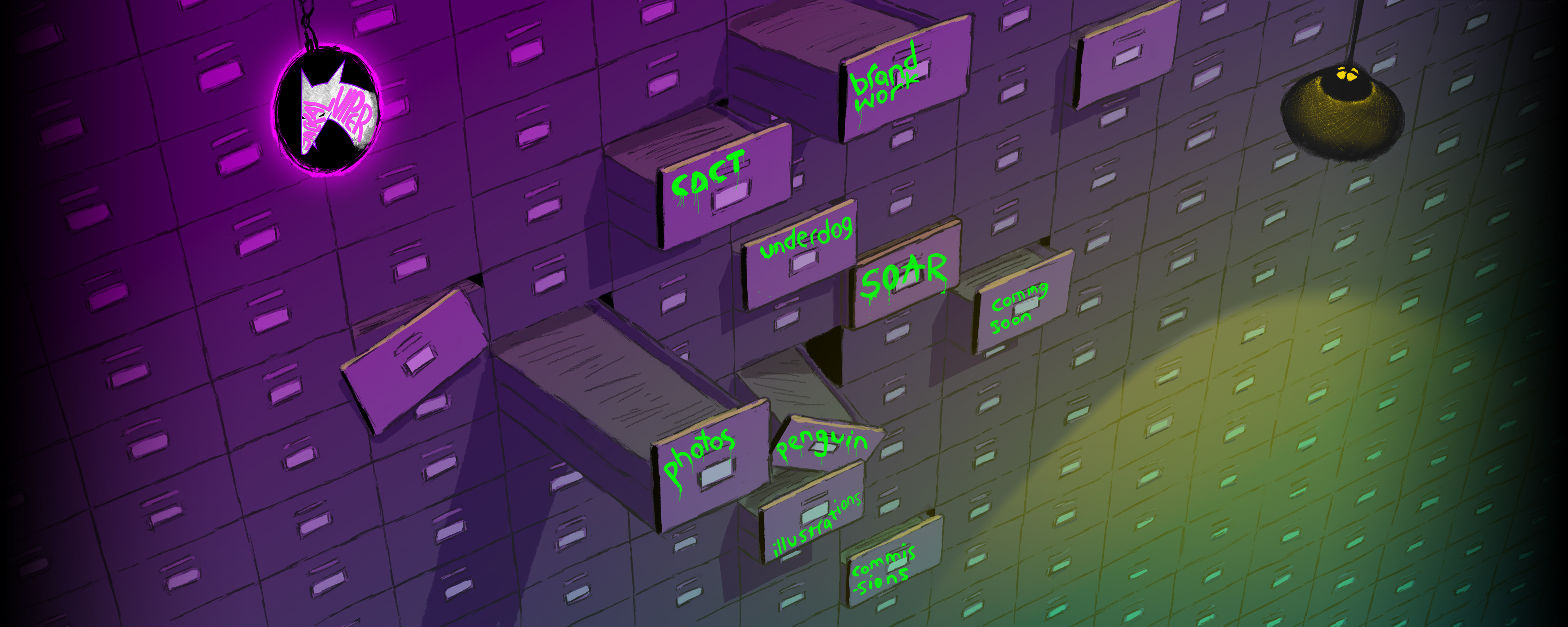 endless filing cabinets with labeled fronts